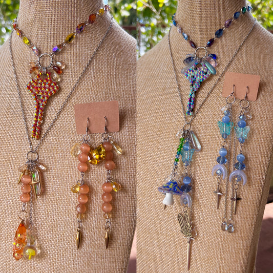 Key Keeper 3 Piece Set > 2 colors < - Rhinestone Key Crystal Choker + Trinket Chain + Earrings