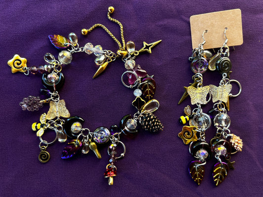 Enchanted Forest Set - Glass Wristlet & Trinket Dangles