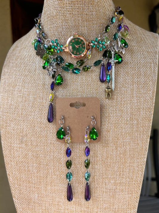 Mystic Moss - Crystal Choker + Stud Set