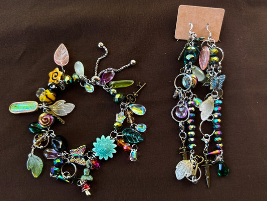 Secret Garden Set - Glass Wristlet & Trinket Dangles