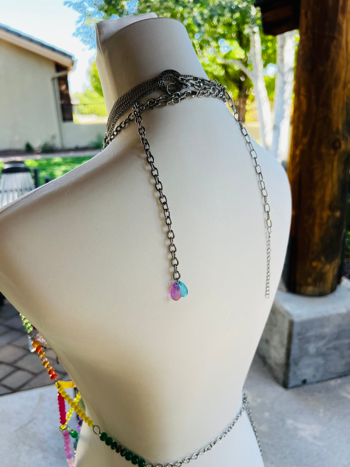 Prism Priestess Body Armor - Beaded Harness + Reclaimed Necklace Stack + Earrings